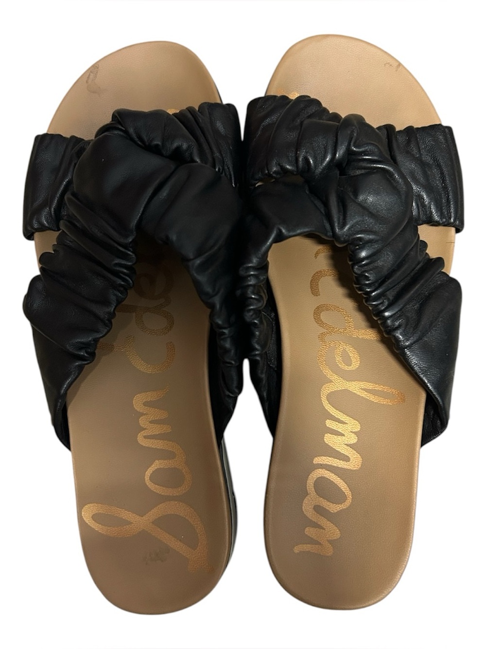 Sam Edelman Black Ruched Slide Sandals Sz 7